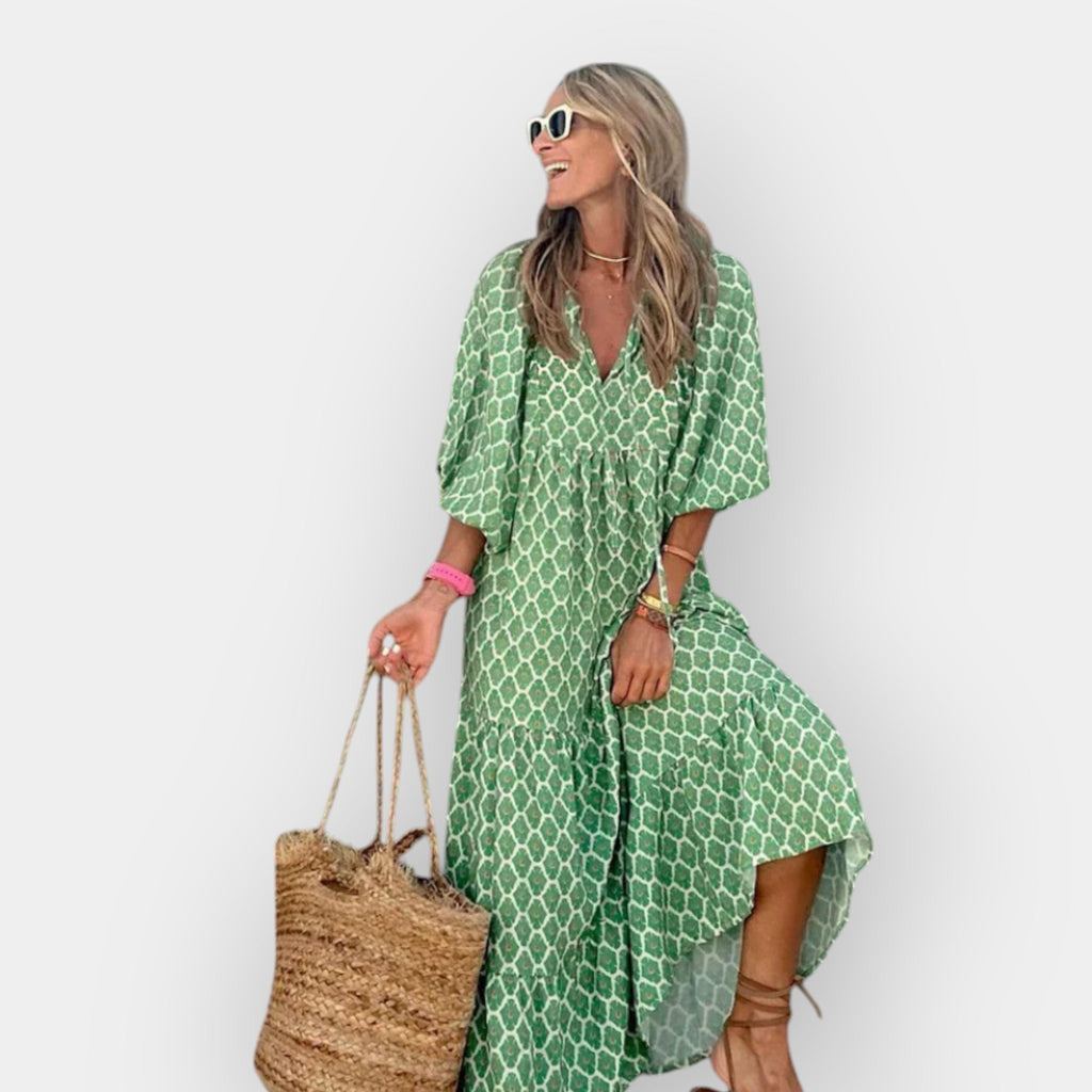 Floral Print Midi Dress With Breathable Lightweight Fabric