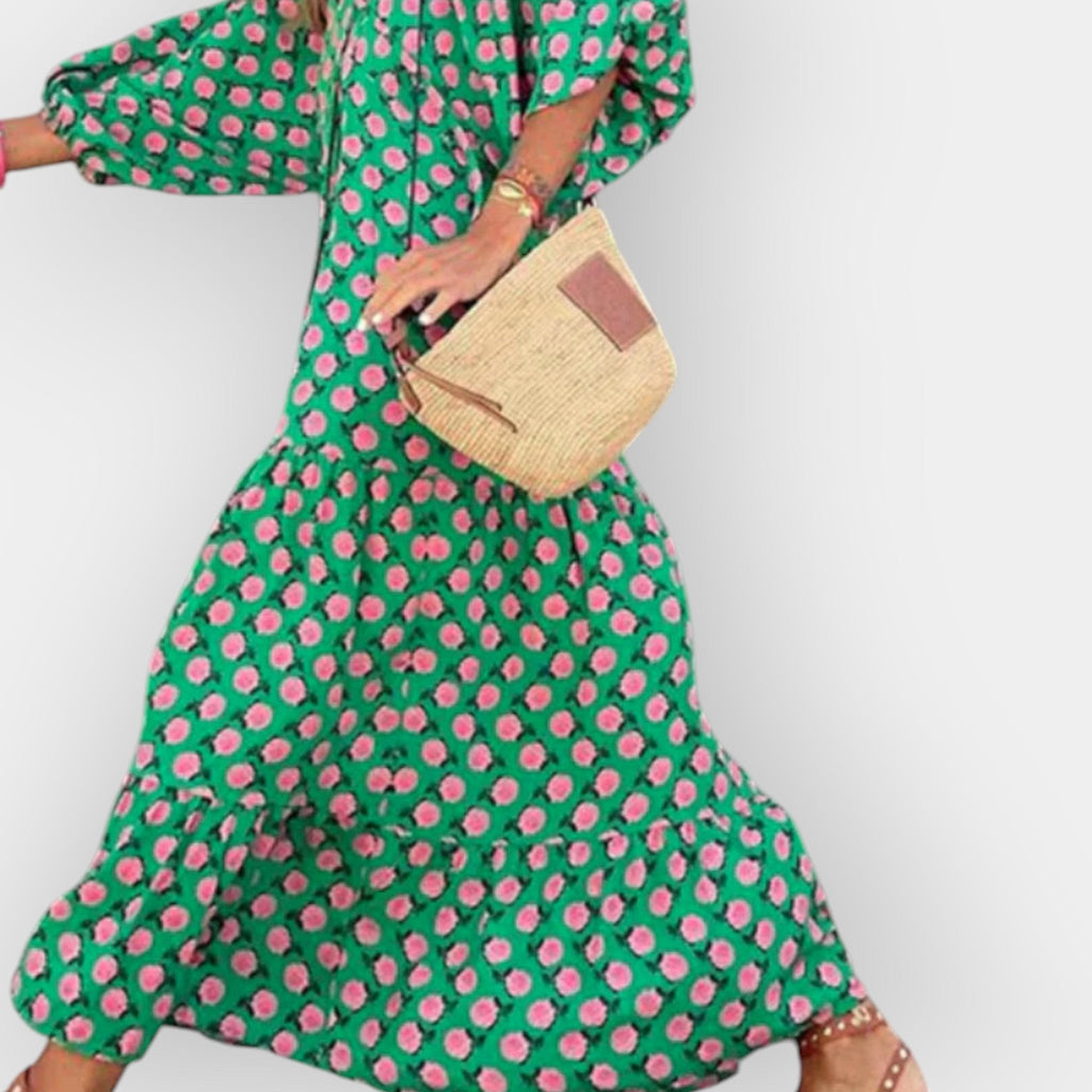 Floral Print Midi Dress With Breathable Lightweight Fabric