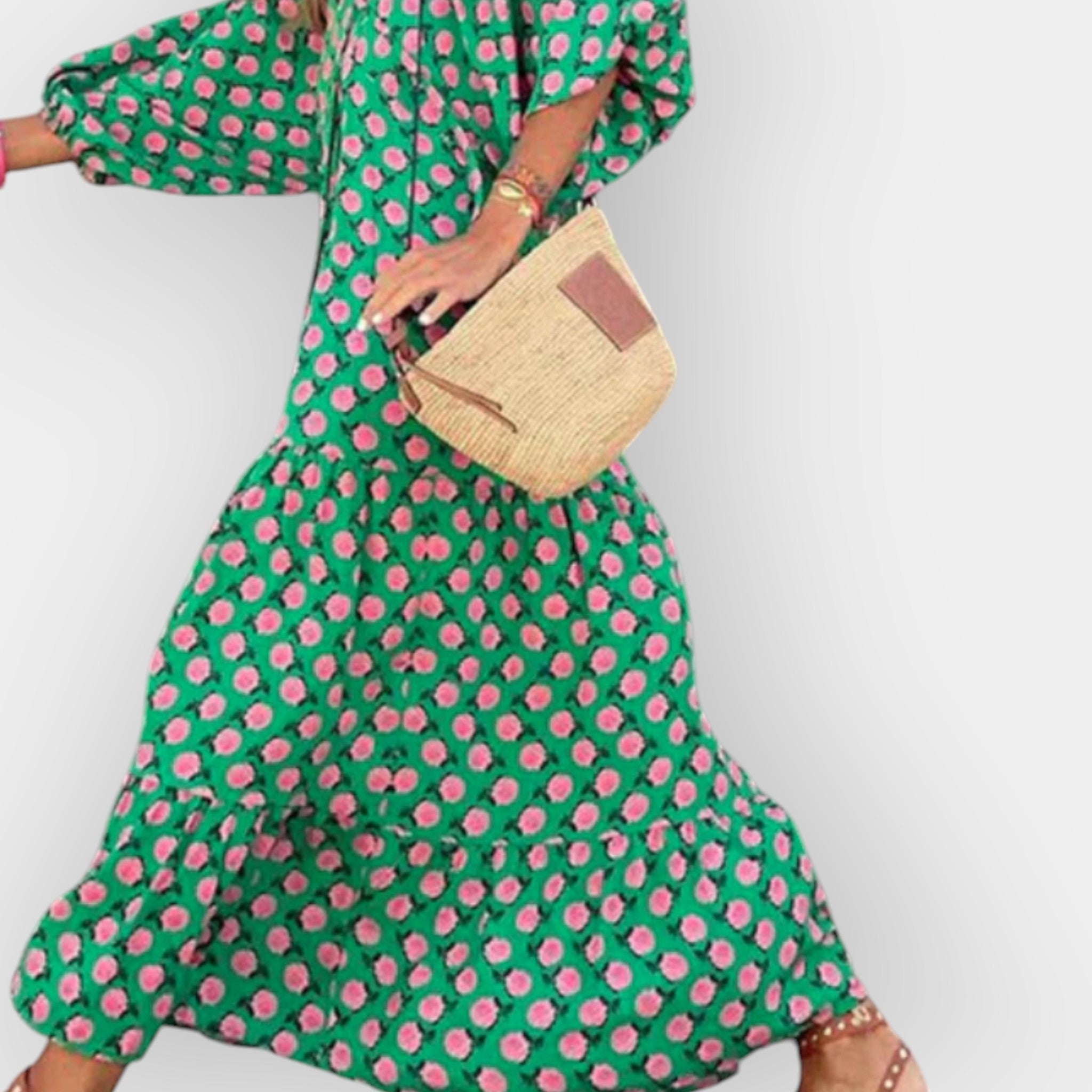 Floral Print Midi Dress With Breathable Lightweight Fabric