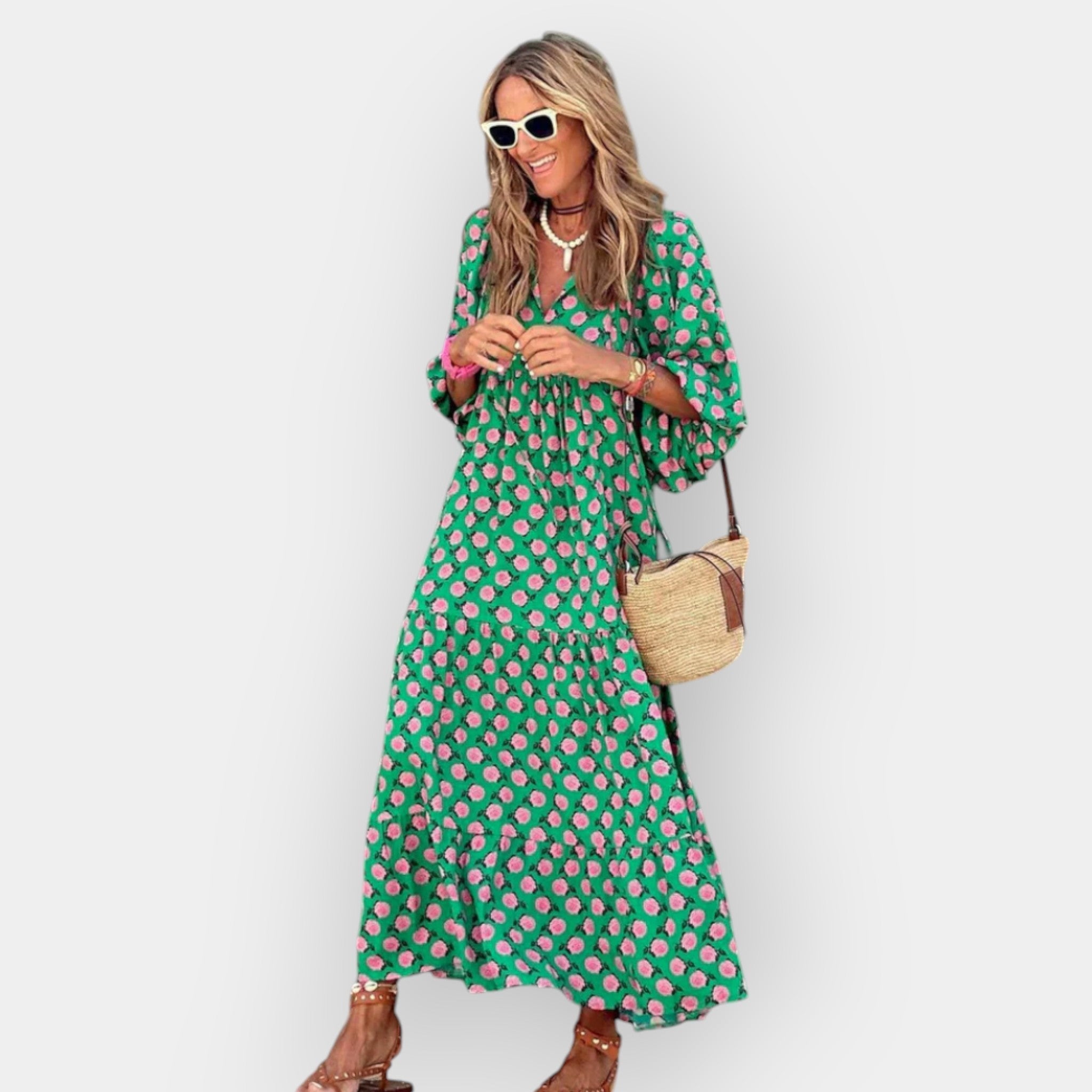 Floral Print Midi Dress With Breathable Lightweight Fabric