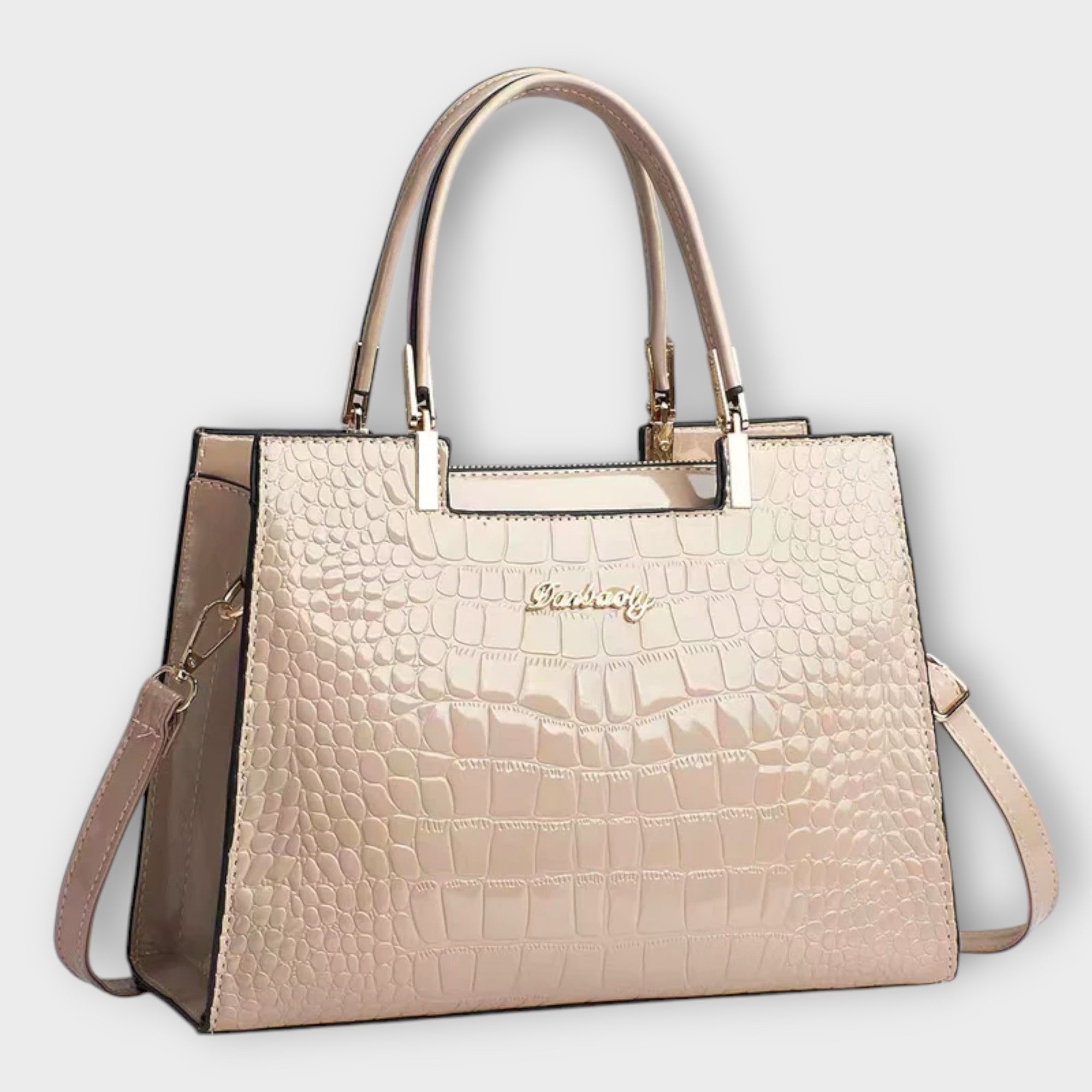 Shiny Croco Handbag With Glossy Finish For Everyday Use