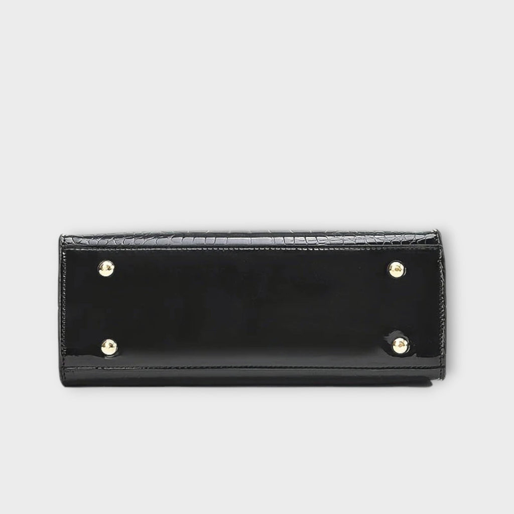 Shiny Croco Handbag With Glossy Finish For Everyday Use