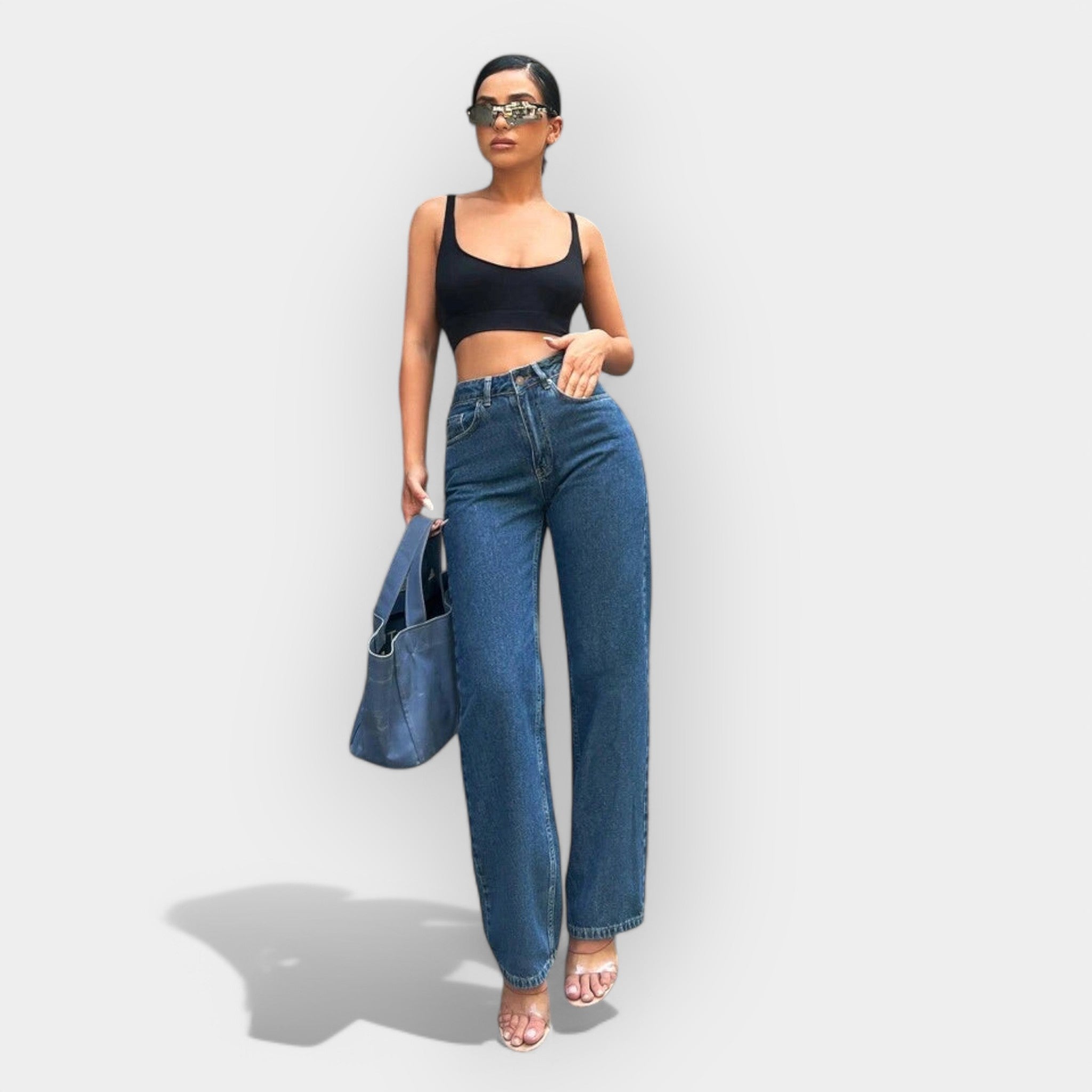 High Waisted Jeans With Wide Leg For Versatile Style