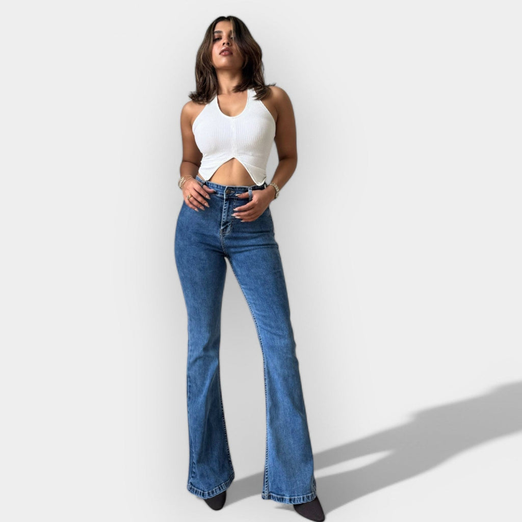 High Waist Flare Jeans For Sleek Silhouette All Day Wear
