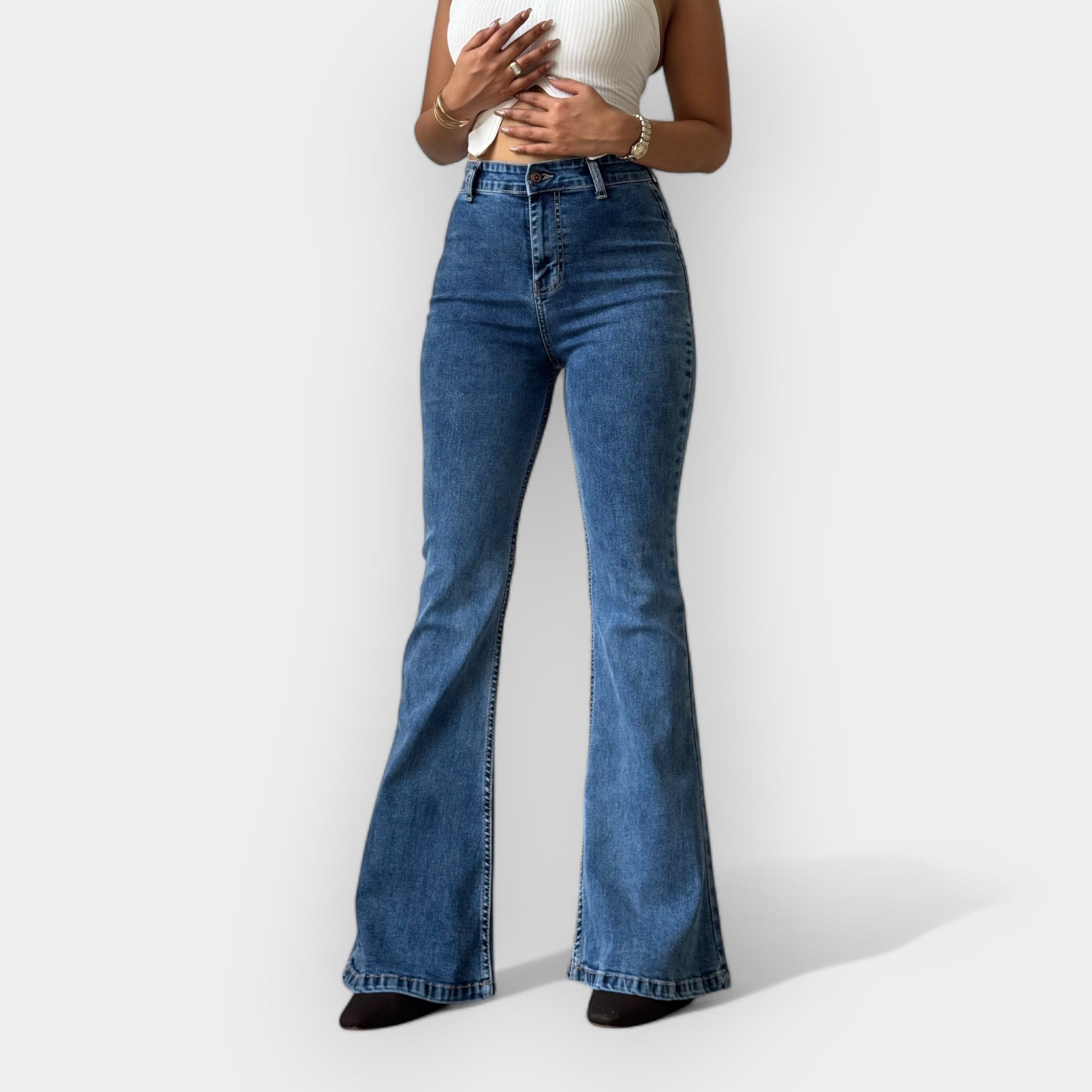 High Waist Flare Jeans For Sleek Silhouette All Day Wear