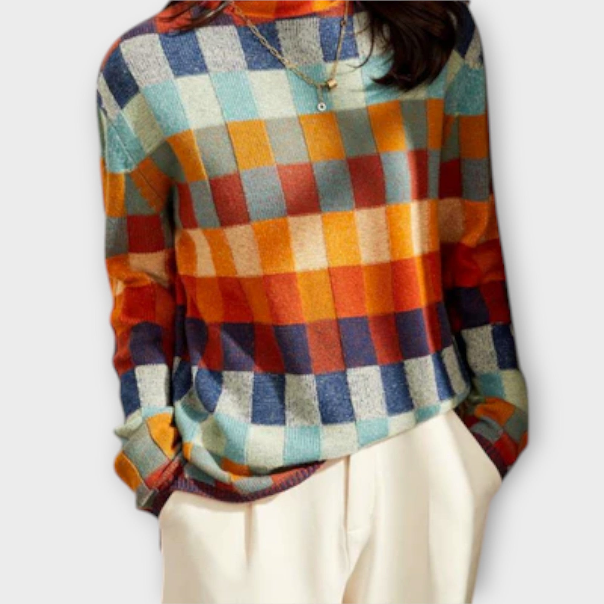 Erika Patchwork Rollneck Jumper For Cold Days Warmth