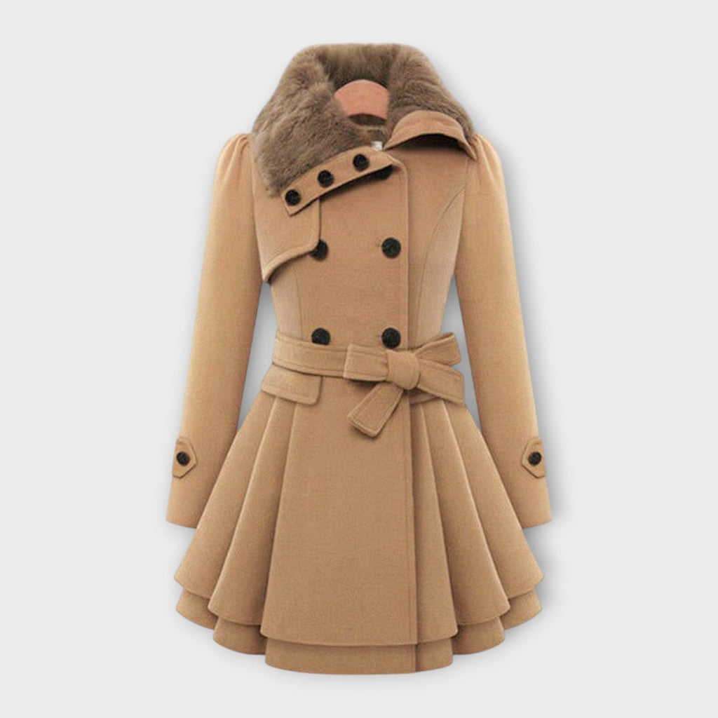 Emma Elegant Coat With Faux Fur Collar For Winter Warmth