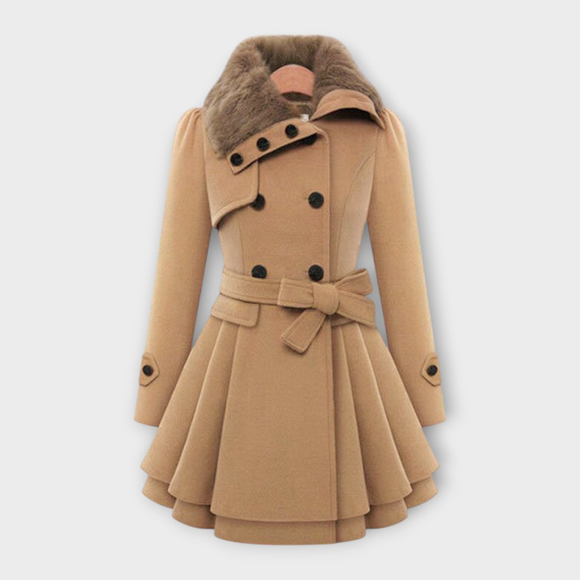 Emma Elegant Coat With Faux Fur Collar For Winter Warmth