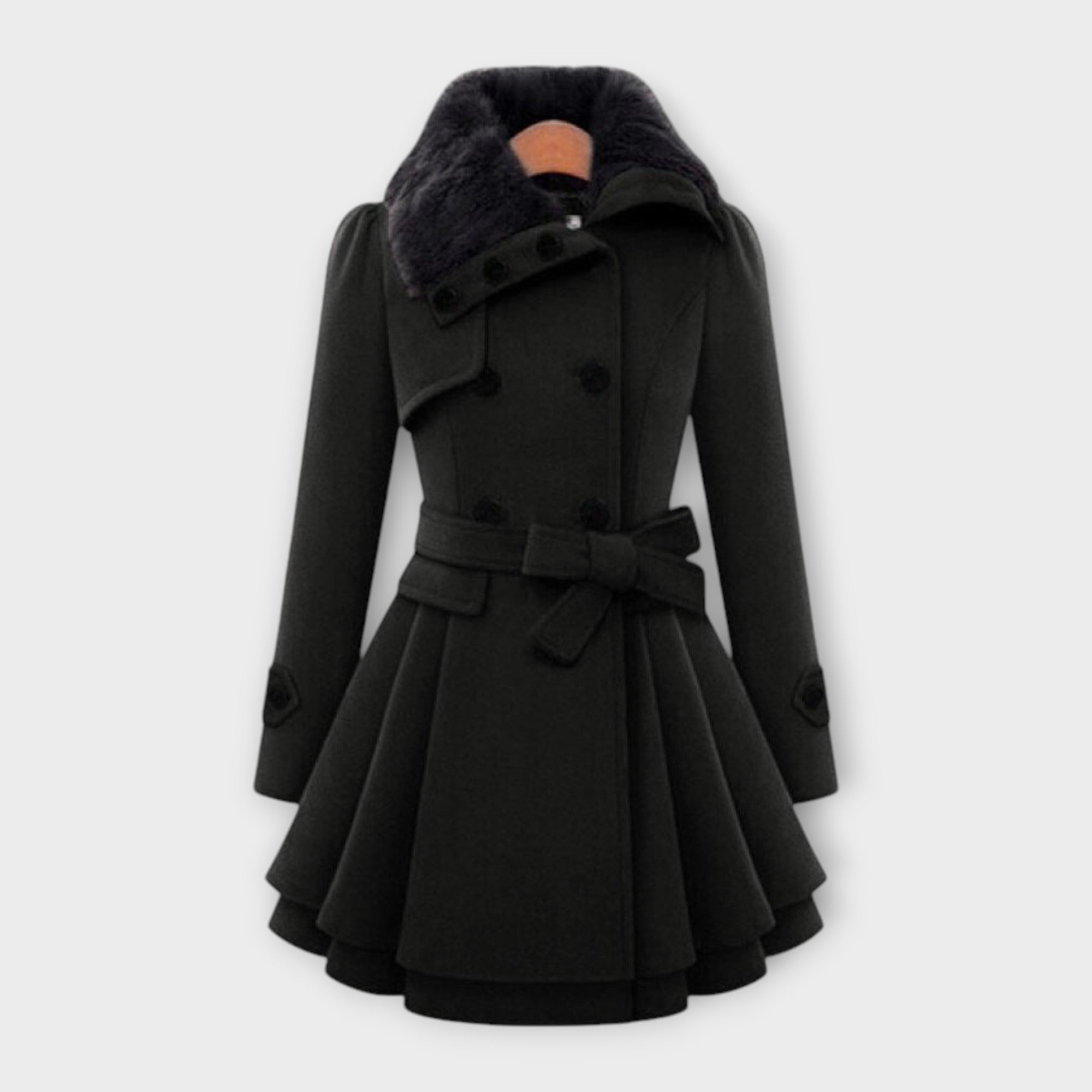Emma Elegant Coat With Faux Fur Collar For Winter Warmth