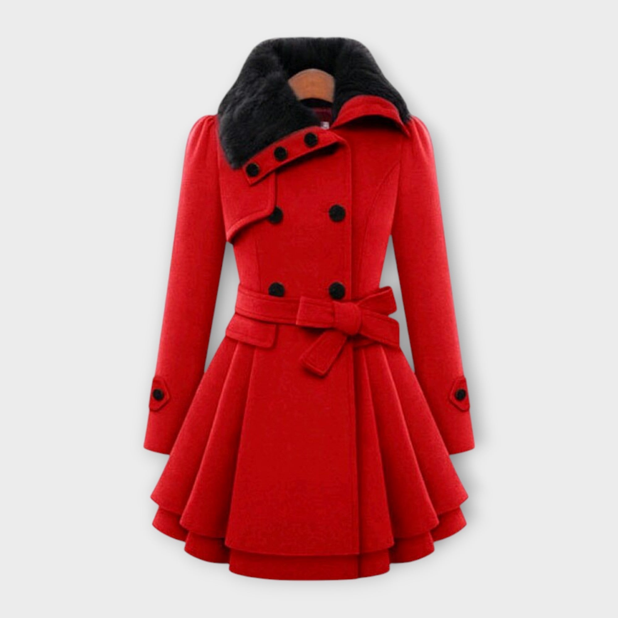 Emma Elegant Coat With Faux Fur Collar For Winter Warmth
