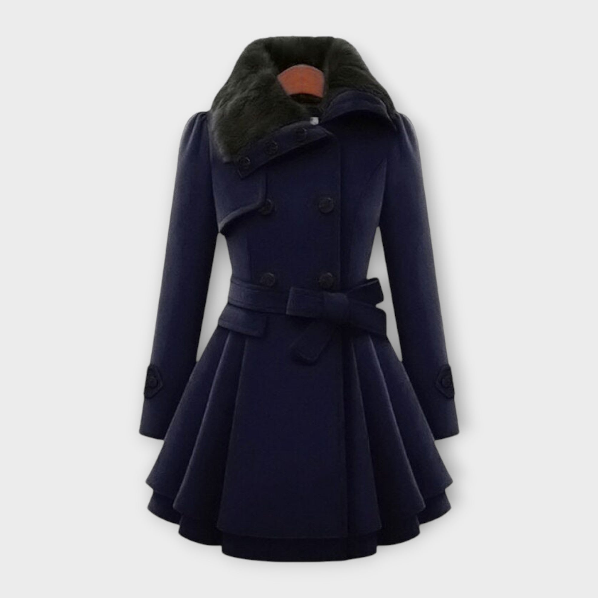 Emma Elegant Coat With Faux Fur Collar For Winter Warmth