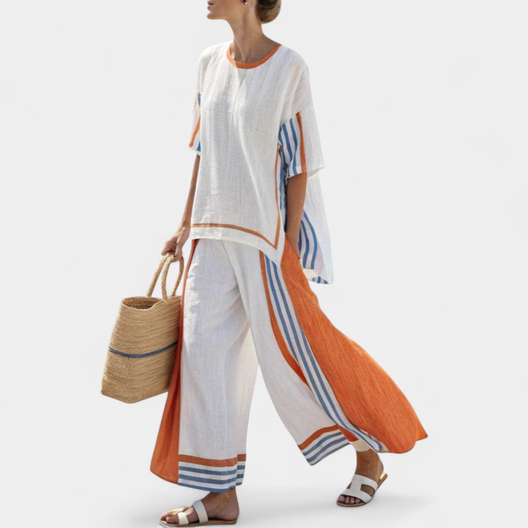 Vasilia Set With Vertical Stripes And Relaxed Fit Casual