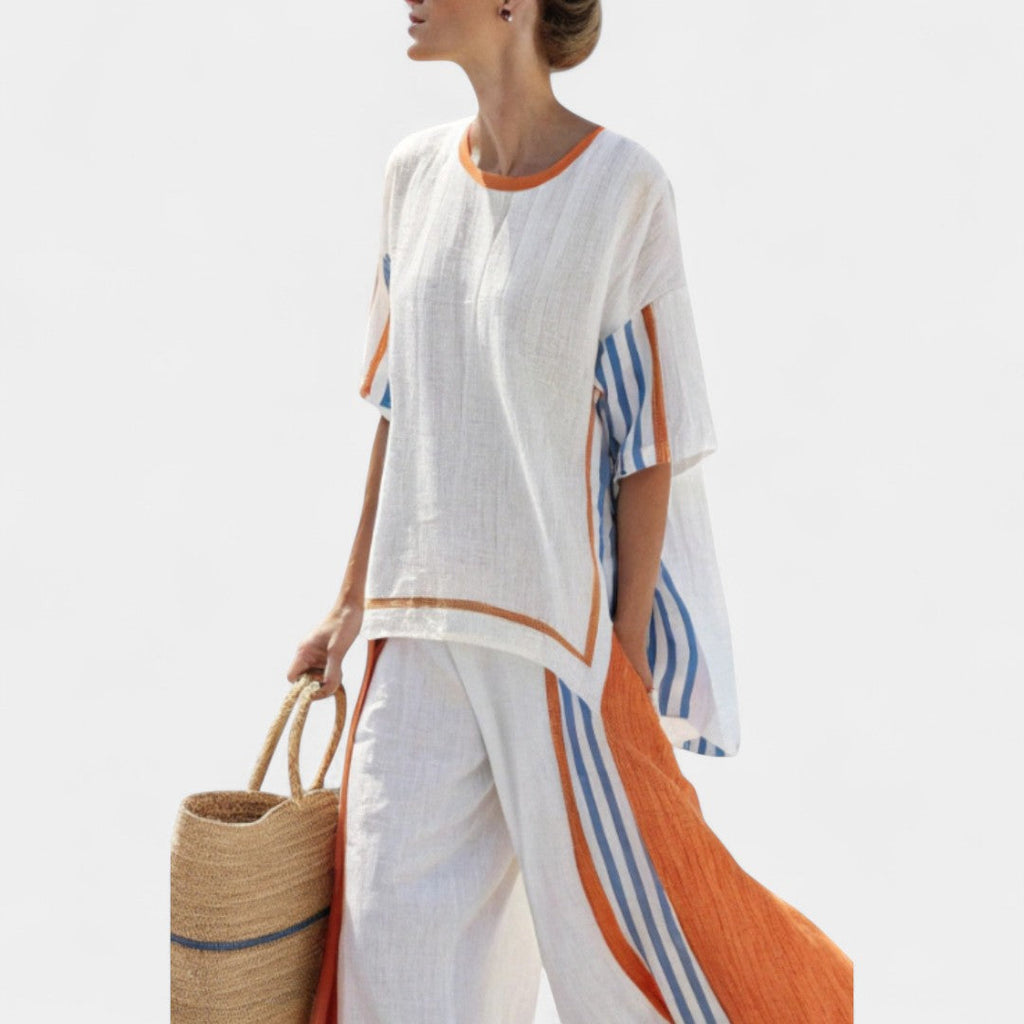 Vasilia Set With Vertical Stripes And Relaxed Fit Casual