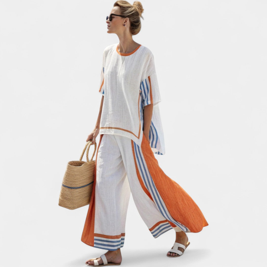 Vasilia Set With Vertical Stripes And Relaxed Fit Casual