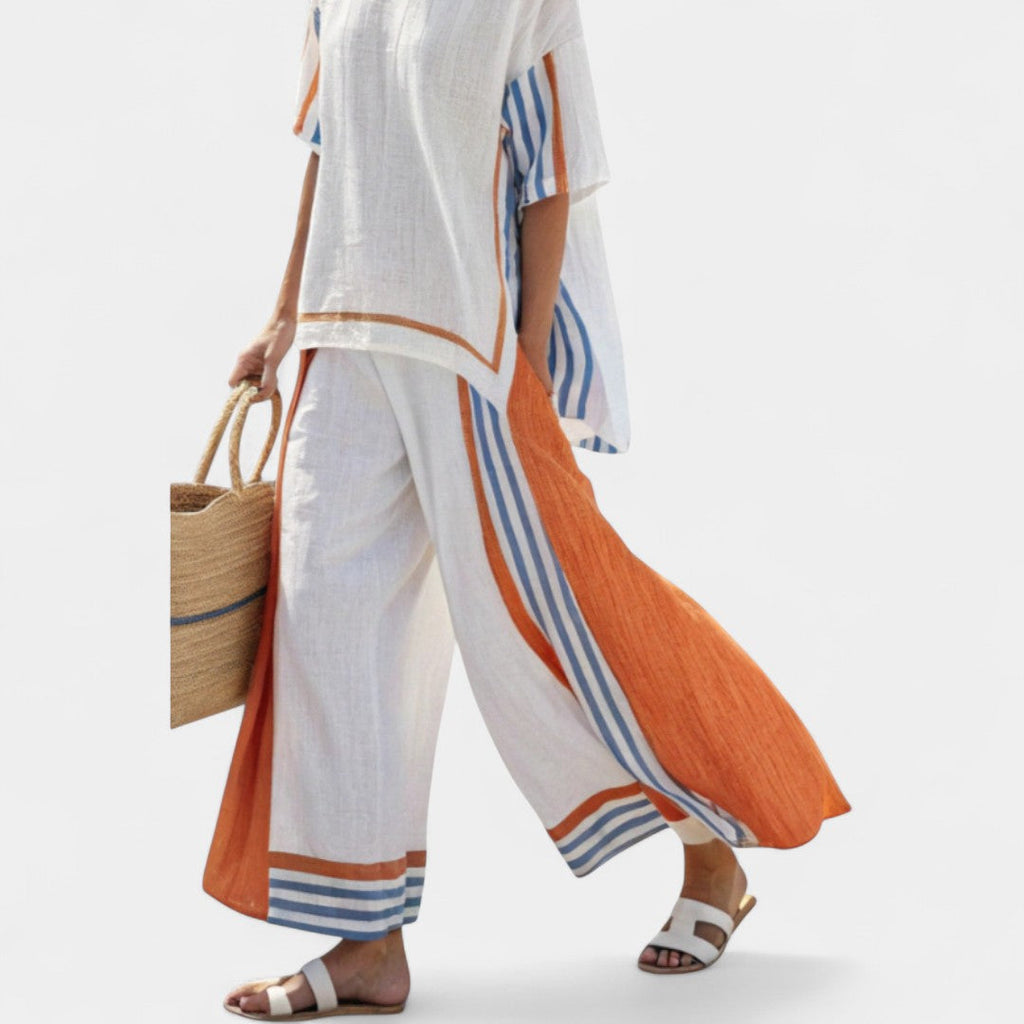 Vasilia Set With Vertical Stripes And Relaxed Fit Casual