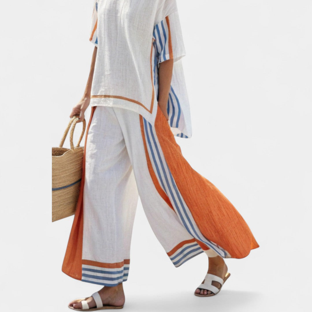 Vasilia Set With Vertical Stripes And Relaxed Fit Casual