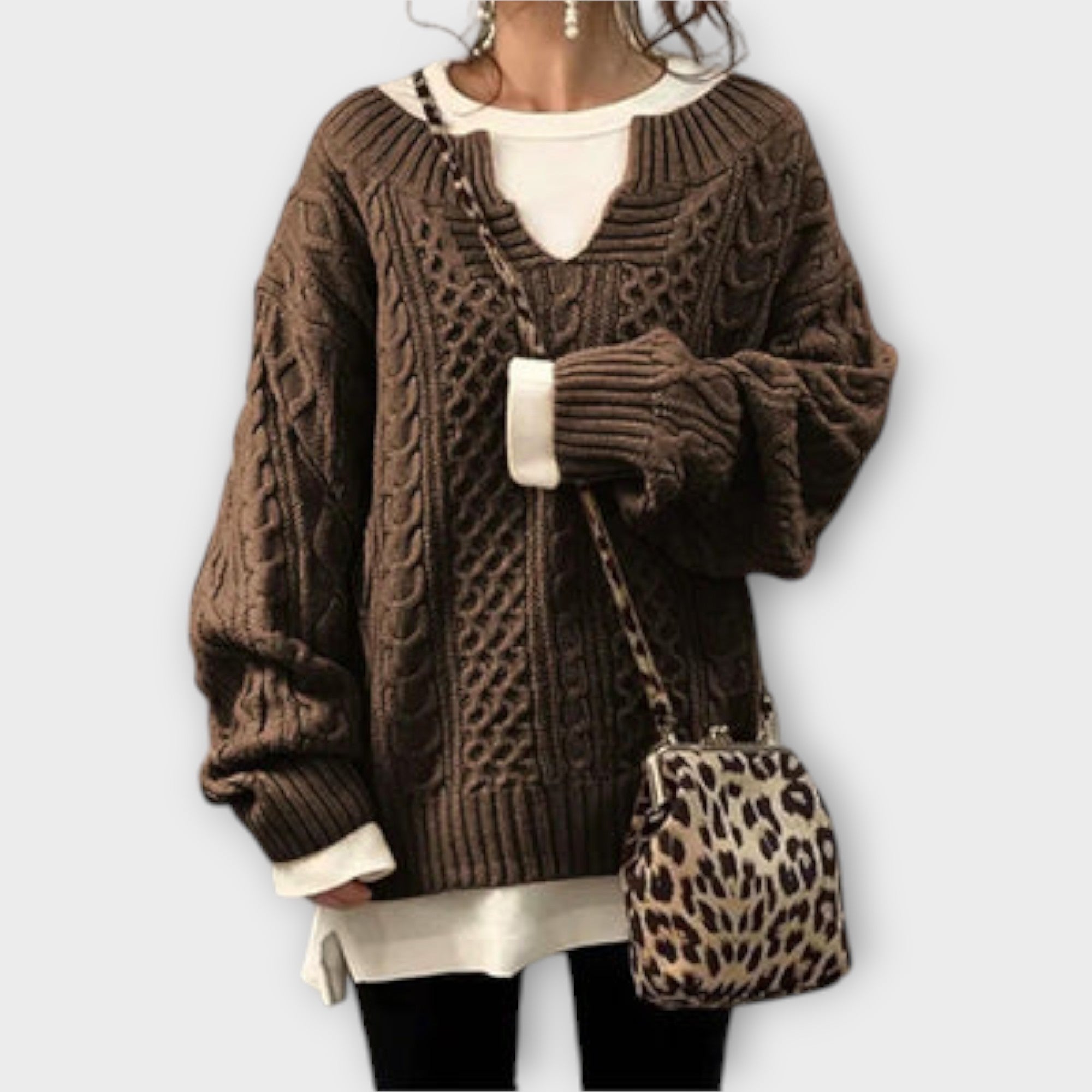 Lili Oversized Cable Knit Jumper With Breathable Fabric