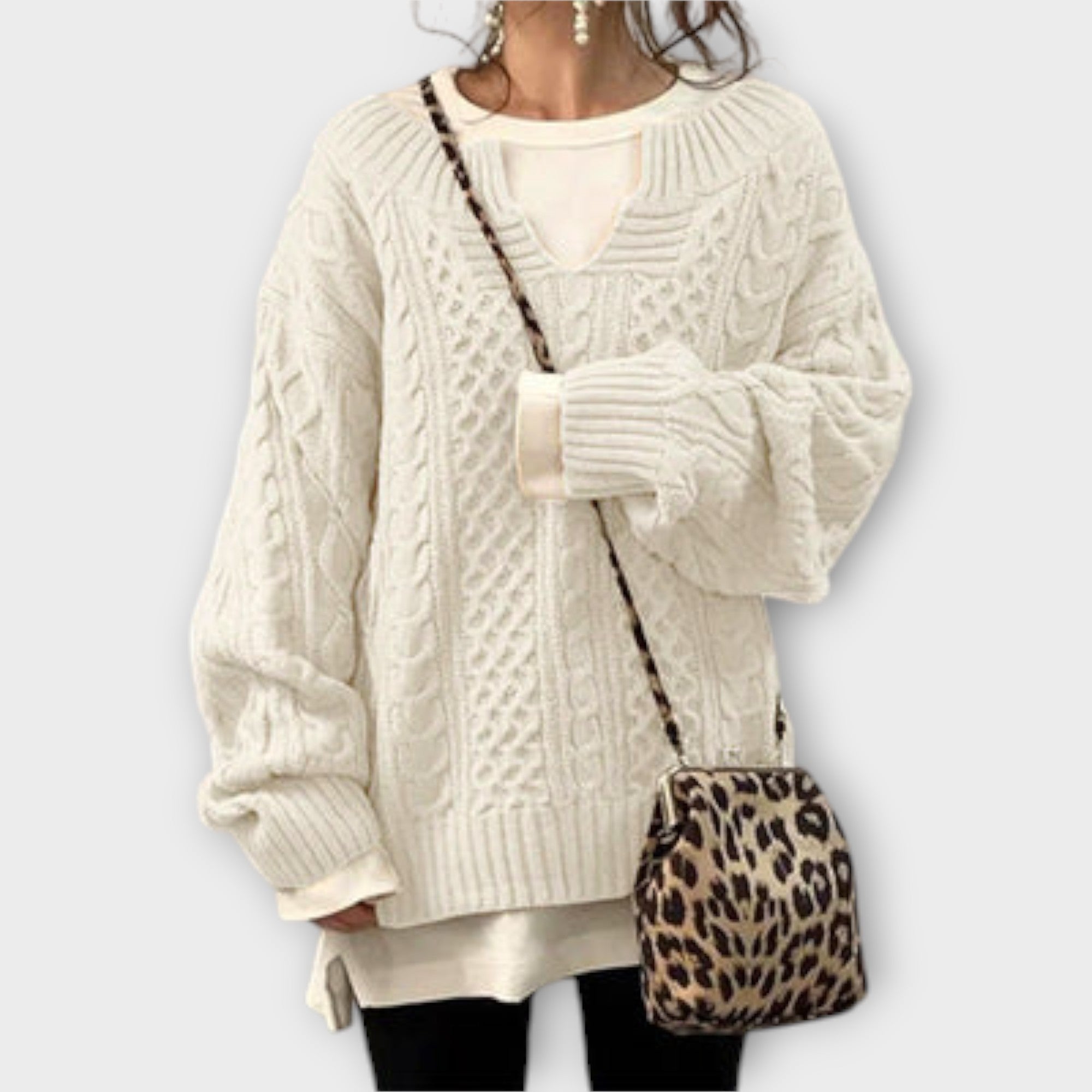Lili Oversized Cable Knit Jumper With Breathable Fabric
