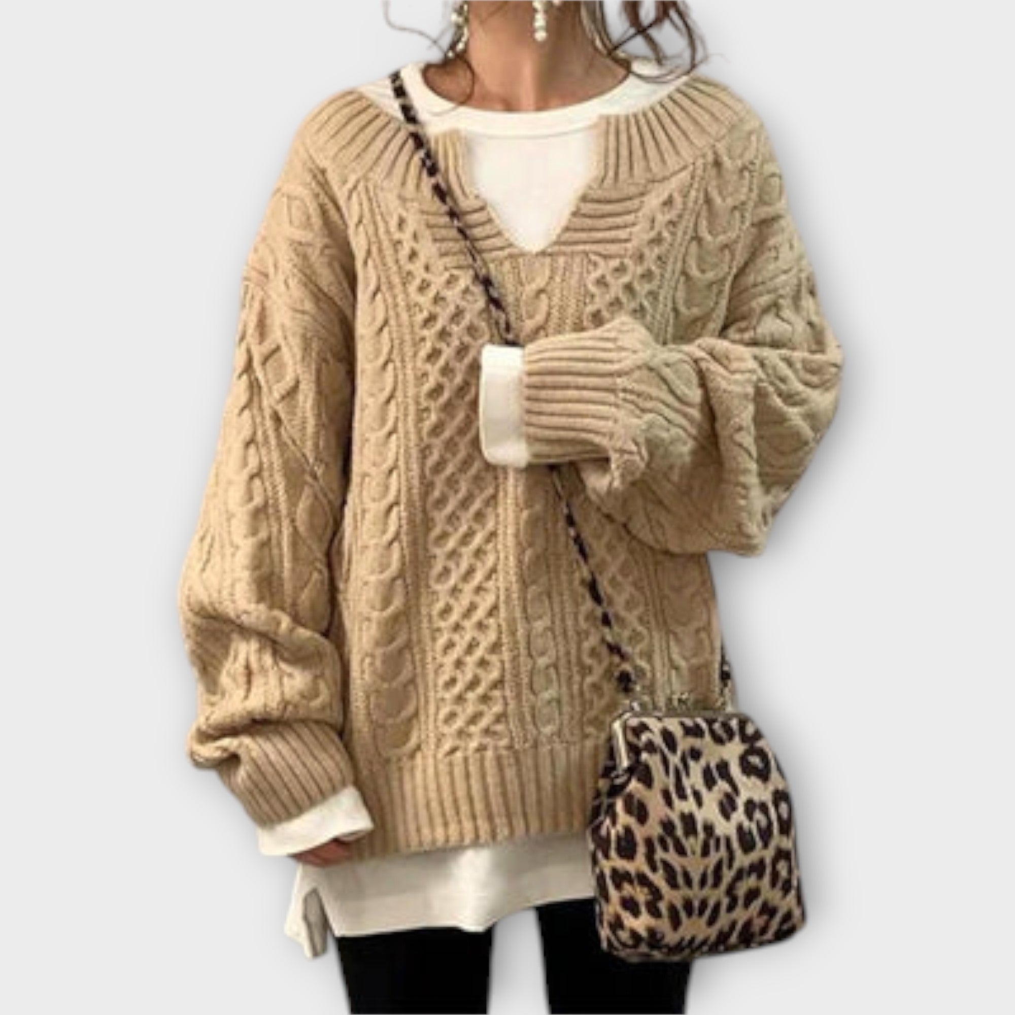 Lili Oversized Cable Knit Jumper With Breathable Fabric