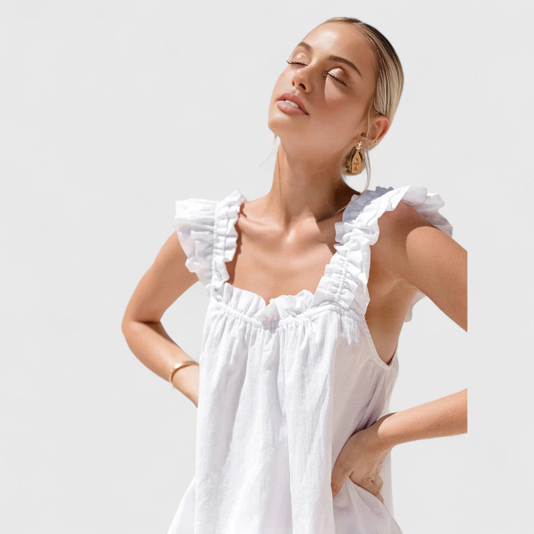 Eva Cotton Ruffles Set Top and Shorts Feminine Comfort