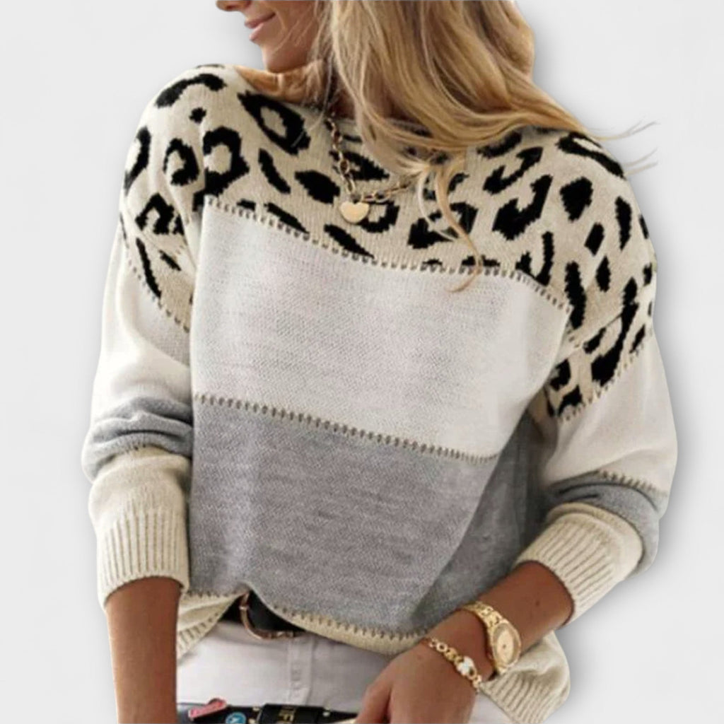 Cheyenne Leopard Print Pullover For Women Grey Pink