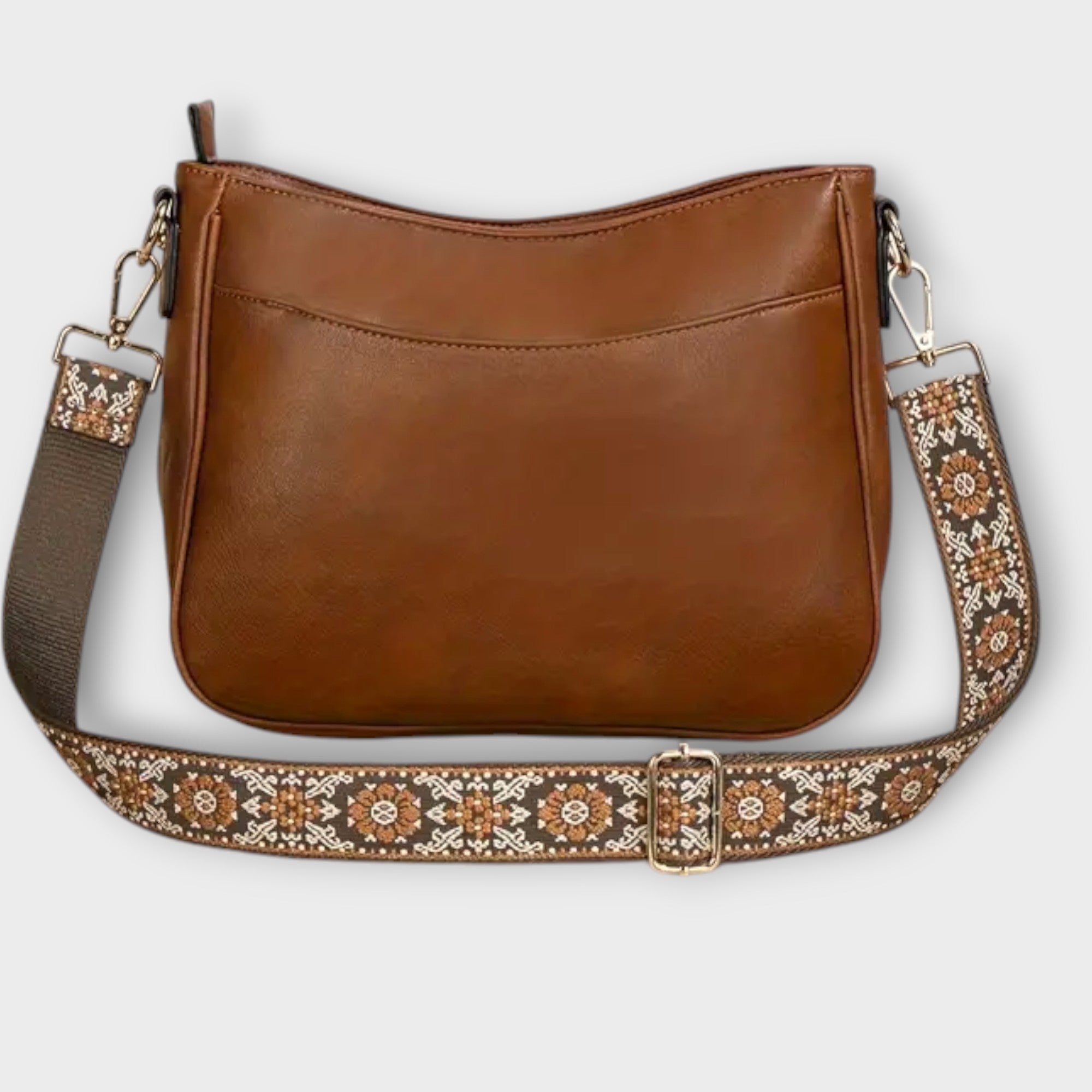 Vegan Shoulder Bag With Adjustable Strap And Gold Details