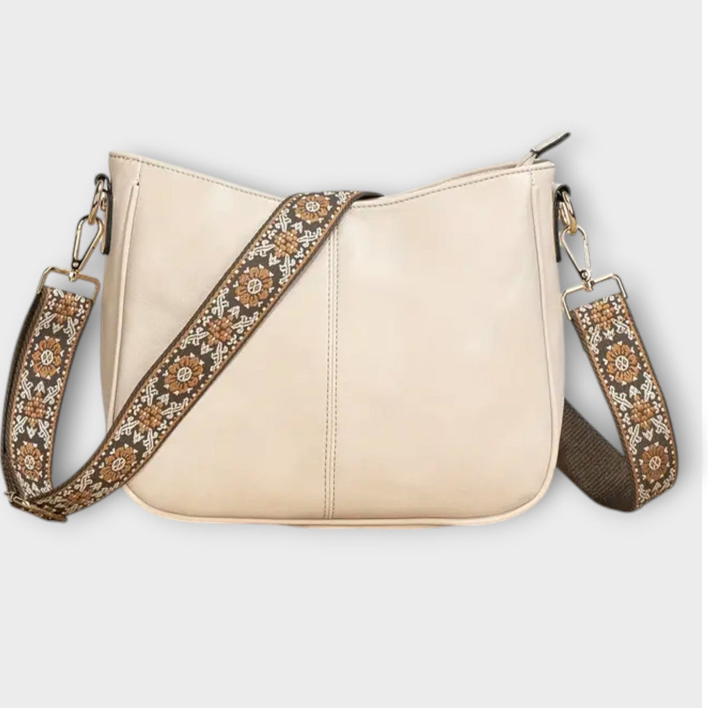 Vegan Shoulder Bag With Adjustable Strap And Gold Details
