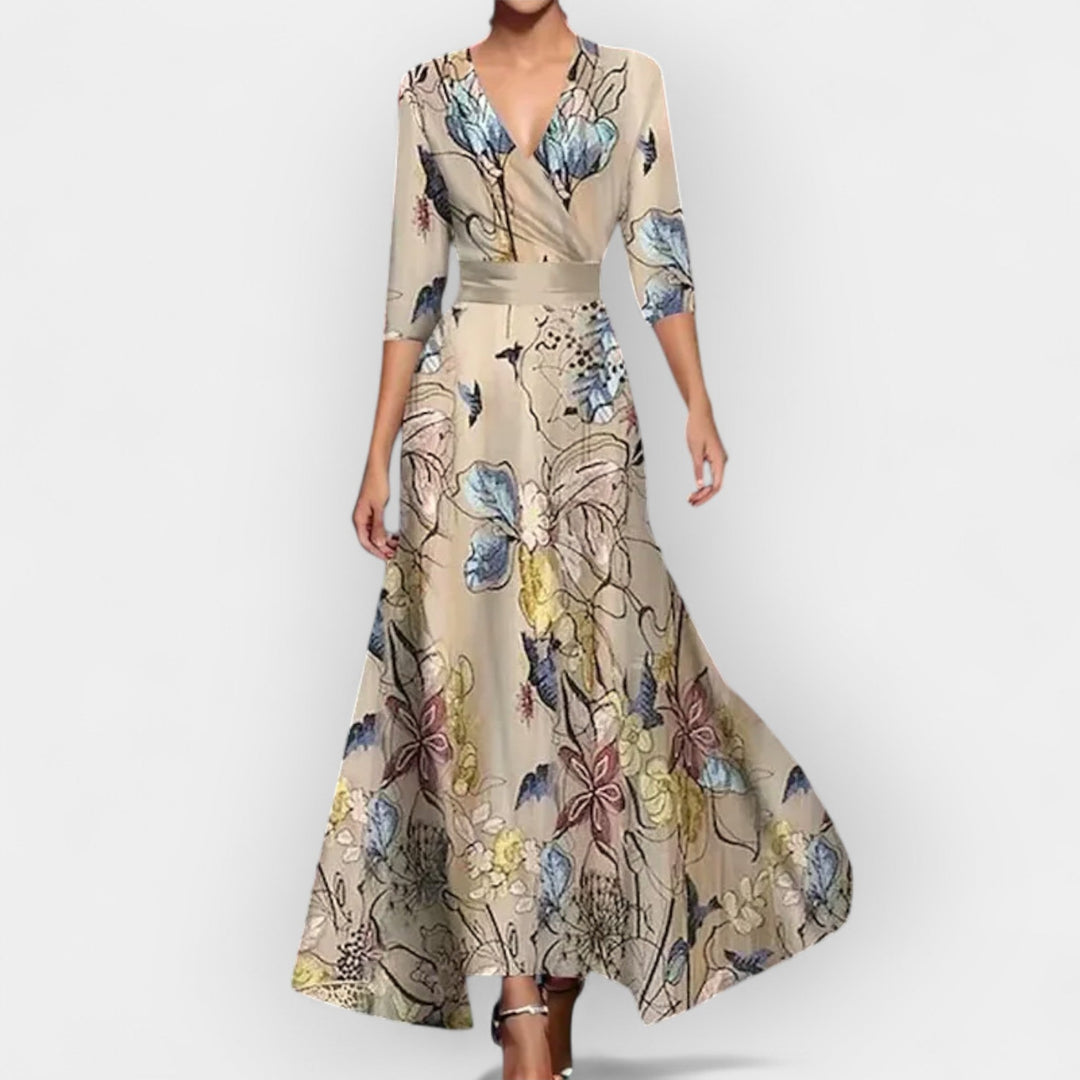 Floral Maxi Dress With A Line Silhouette Romantic Elegant