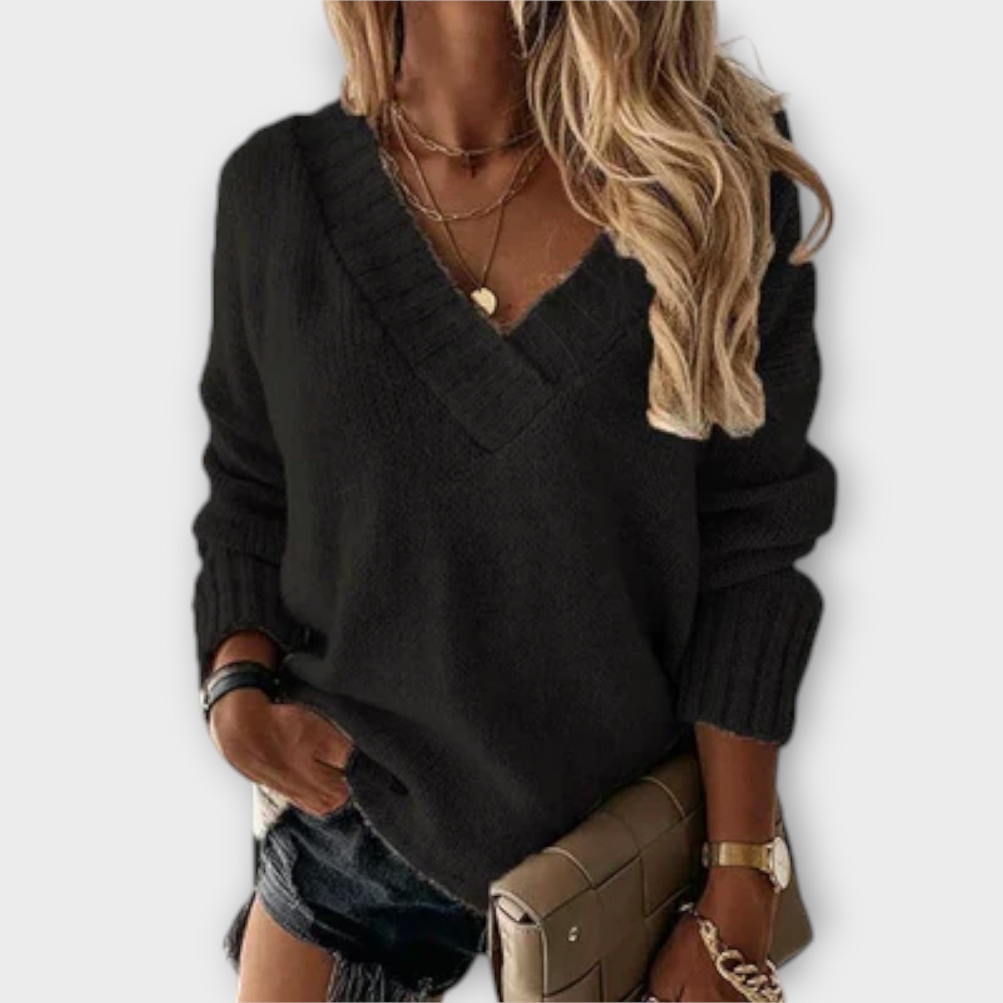 Jane Cozy V Neck Jumper For Women Soft Knit Warm Everyday
