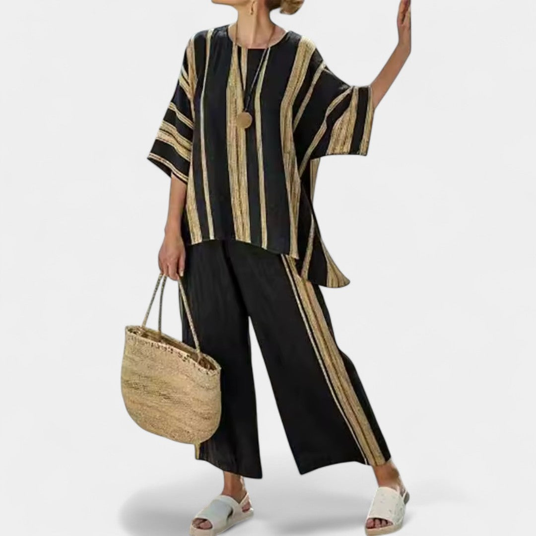 Vasilia Set With Vertical Stripes And Relaxed Fit Casual