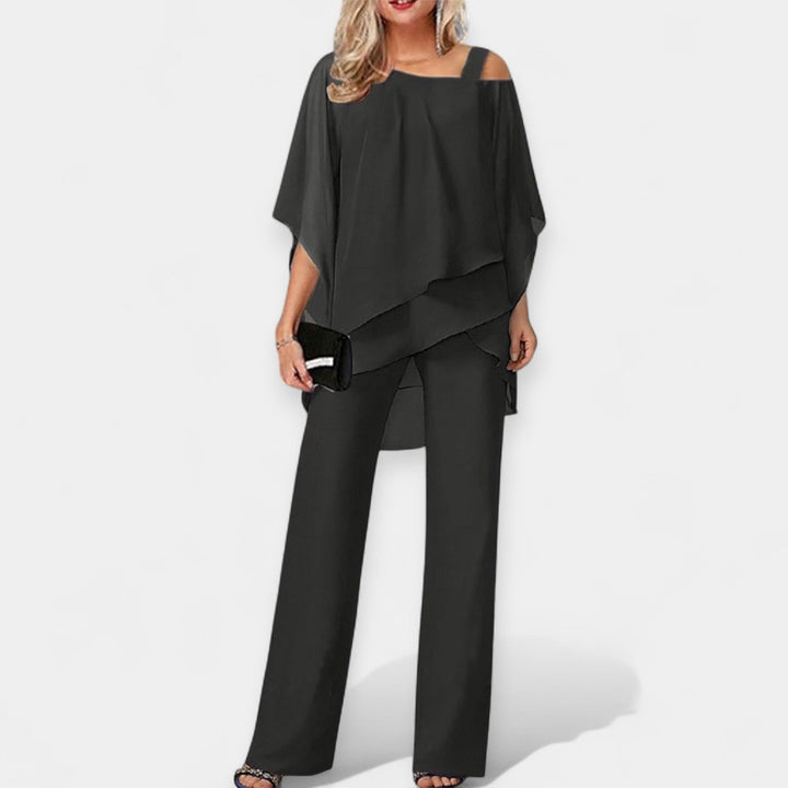 Cold Shoulder Set With Flowing Silhouette For Evening Wear