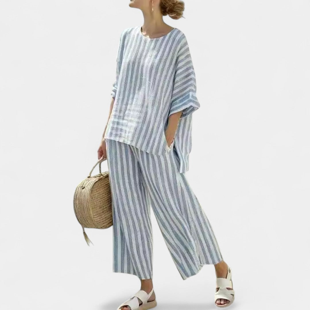 Vasilia Set With Vertical Stripes And Relaxed Fit Casual