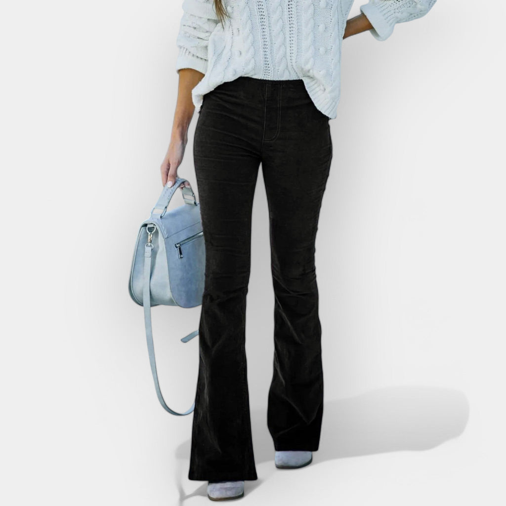 High Waisted Bell Bottom Trousers With Elegant Flare