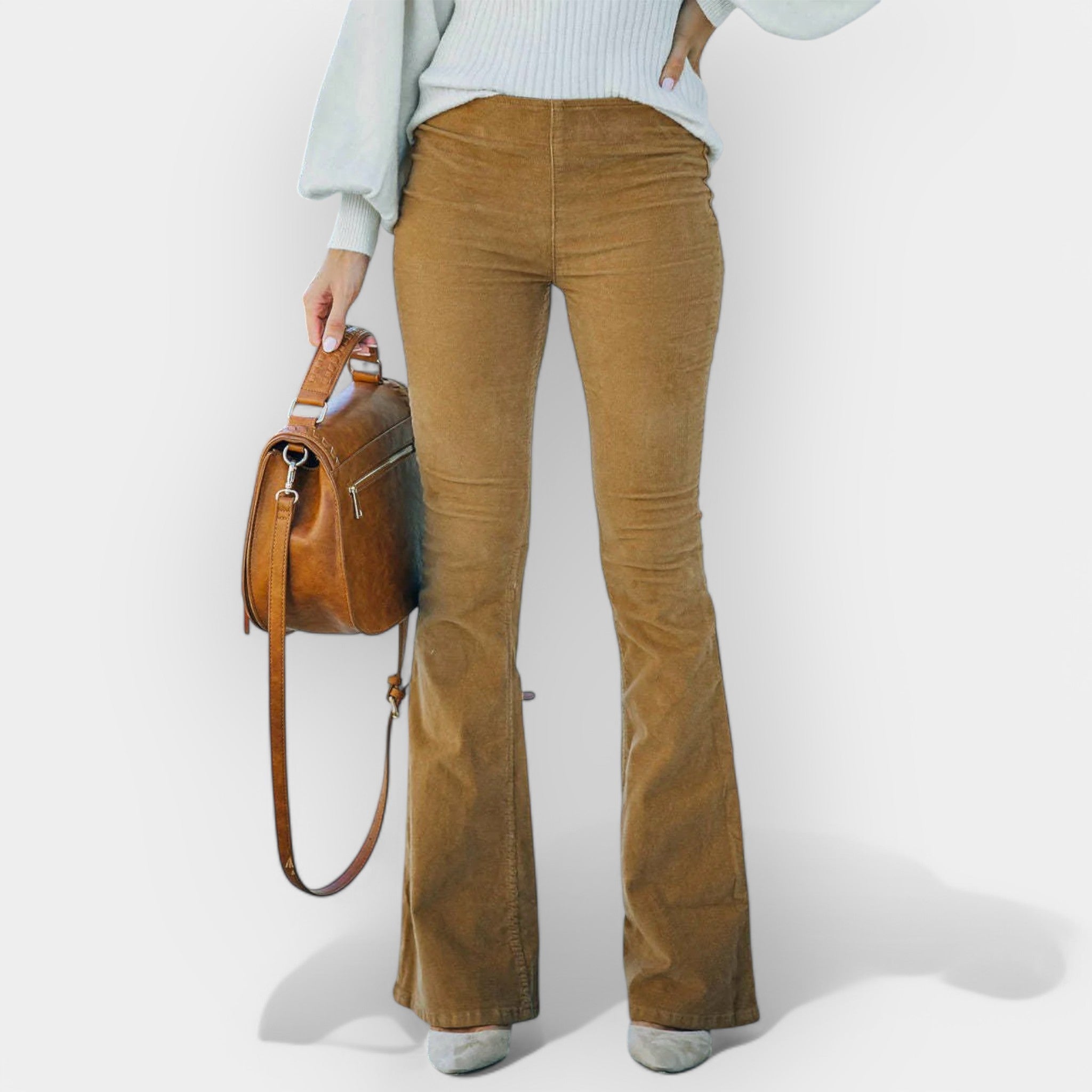 High Waisted Bell Bottom Trousers With Elegant Flare