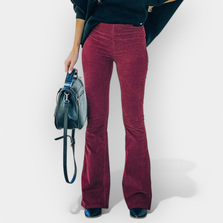 High Waisted Bell Bottom Trousers With Elegant Flare