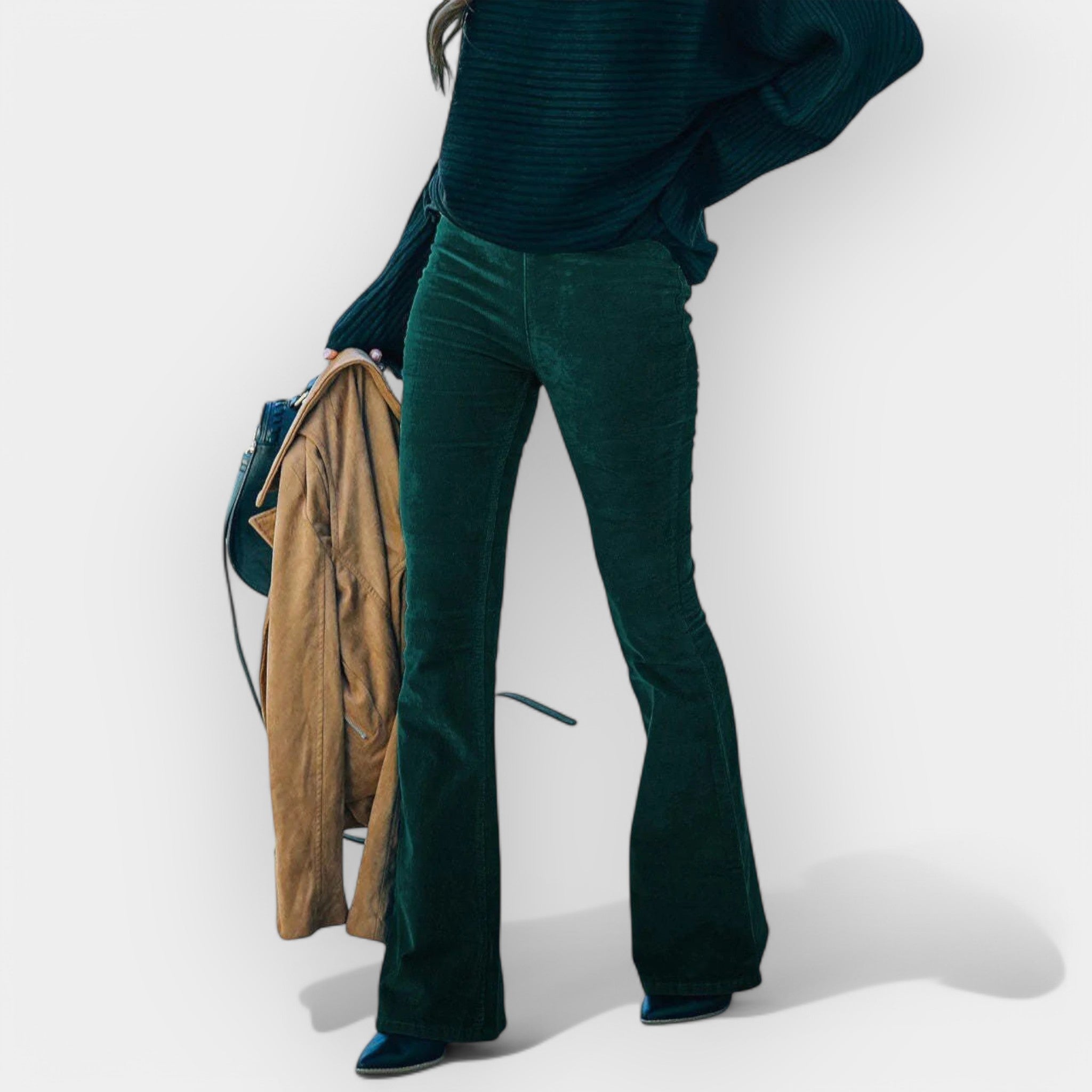 High Waisted Bell Bottom Trousers With Elegant Flare