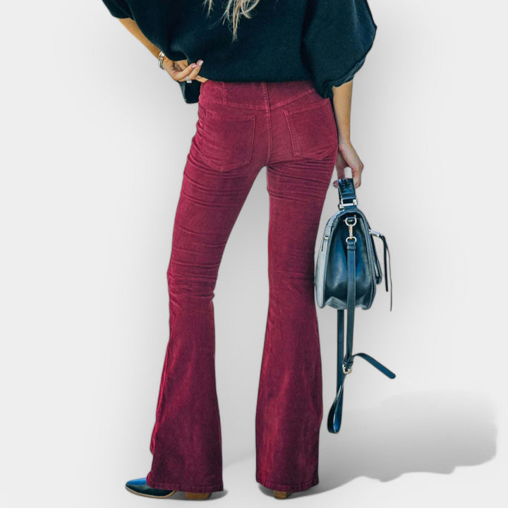 High Waisted Bell Bottom Trousers With Elegant Flare