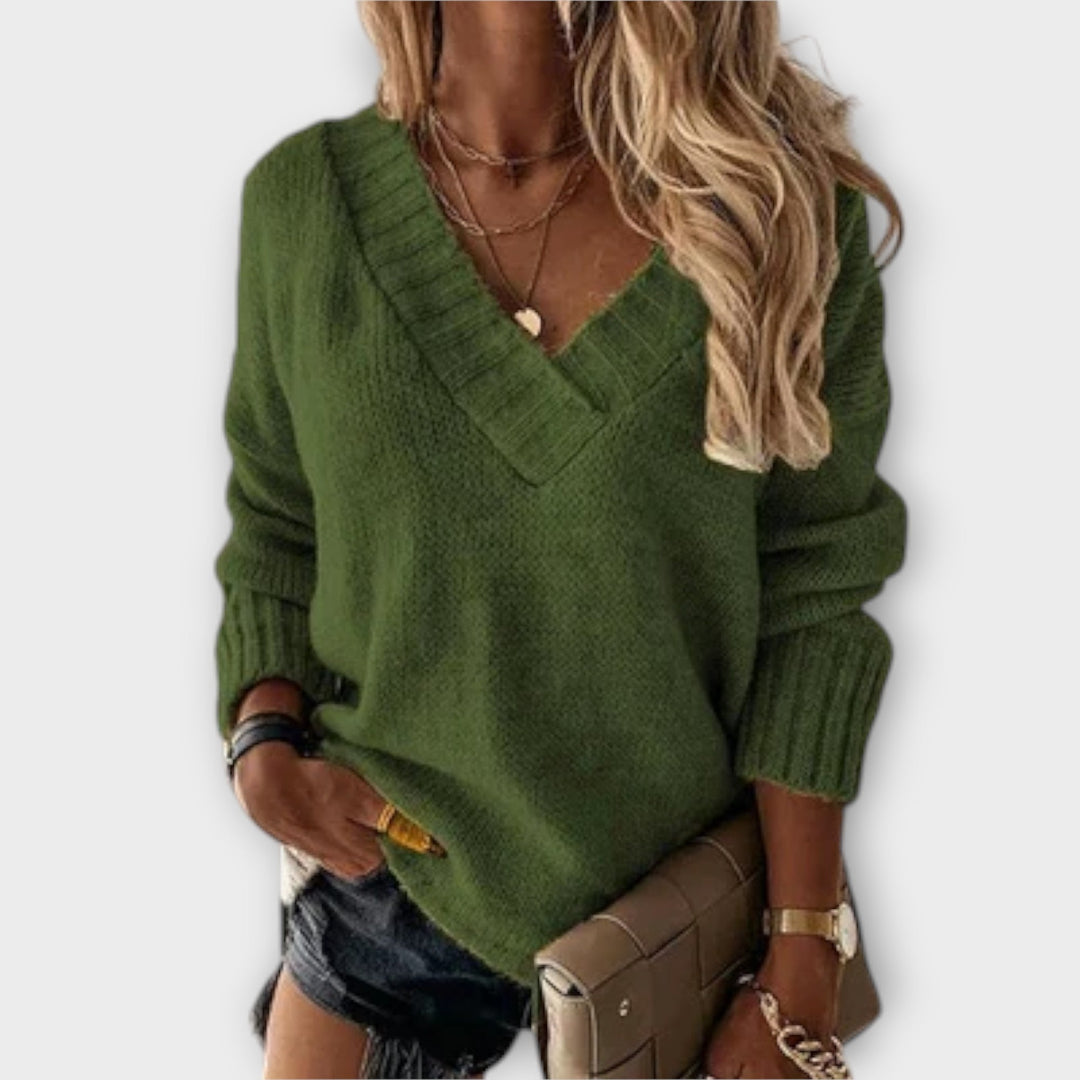 Jane Cozy V Neck Jumper For Women Soft Knit Warm Everyday