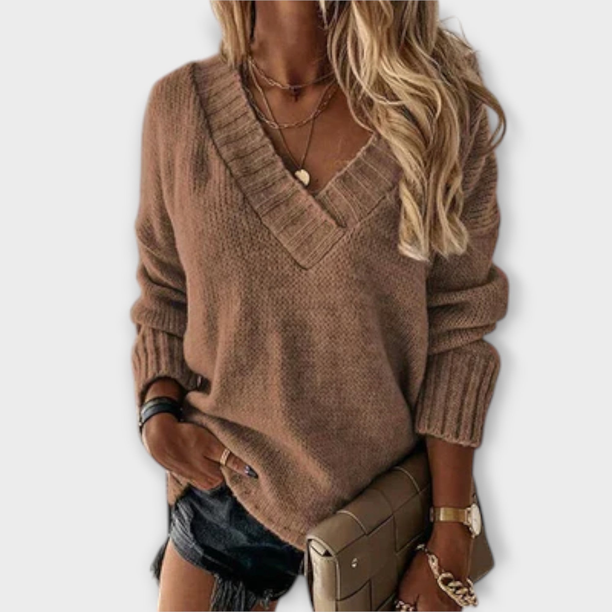 Jane Cozy V Neck Jumper For Women Soft Knit Warm Everyday