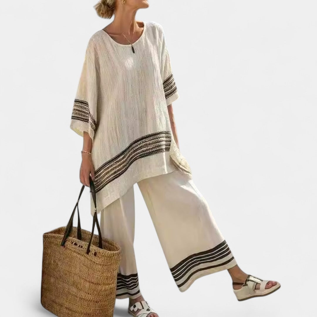 Vasilia Set With Vertical Stripes And Relaxed Fit Casual