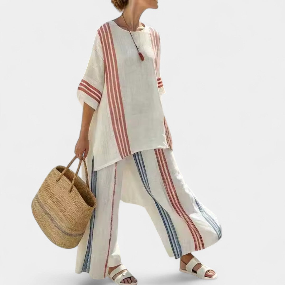 Vasilia Set With Vertical Stripes And Relaxed Fit Casual