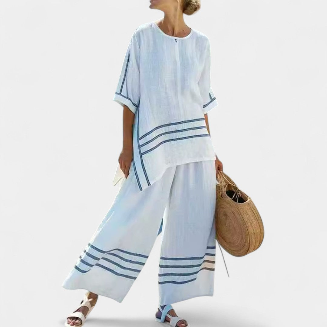 Vasilia Set With Vertical Stripes And Relaxed Fit Casual