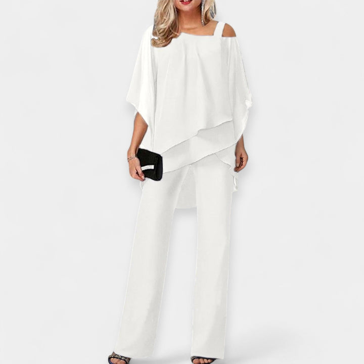 Cold Shoulder Set With Flowing Silhouette For Evening Wear