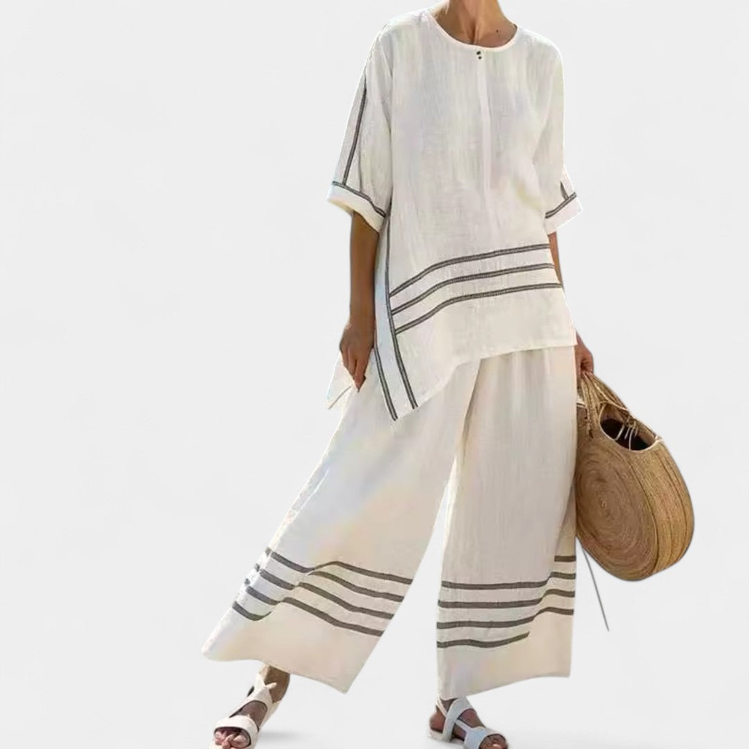 Vasilia Set With Vertical Stripes And Relaxed Fit Casual