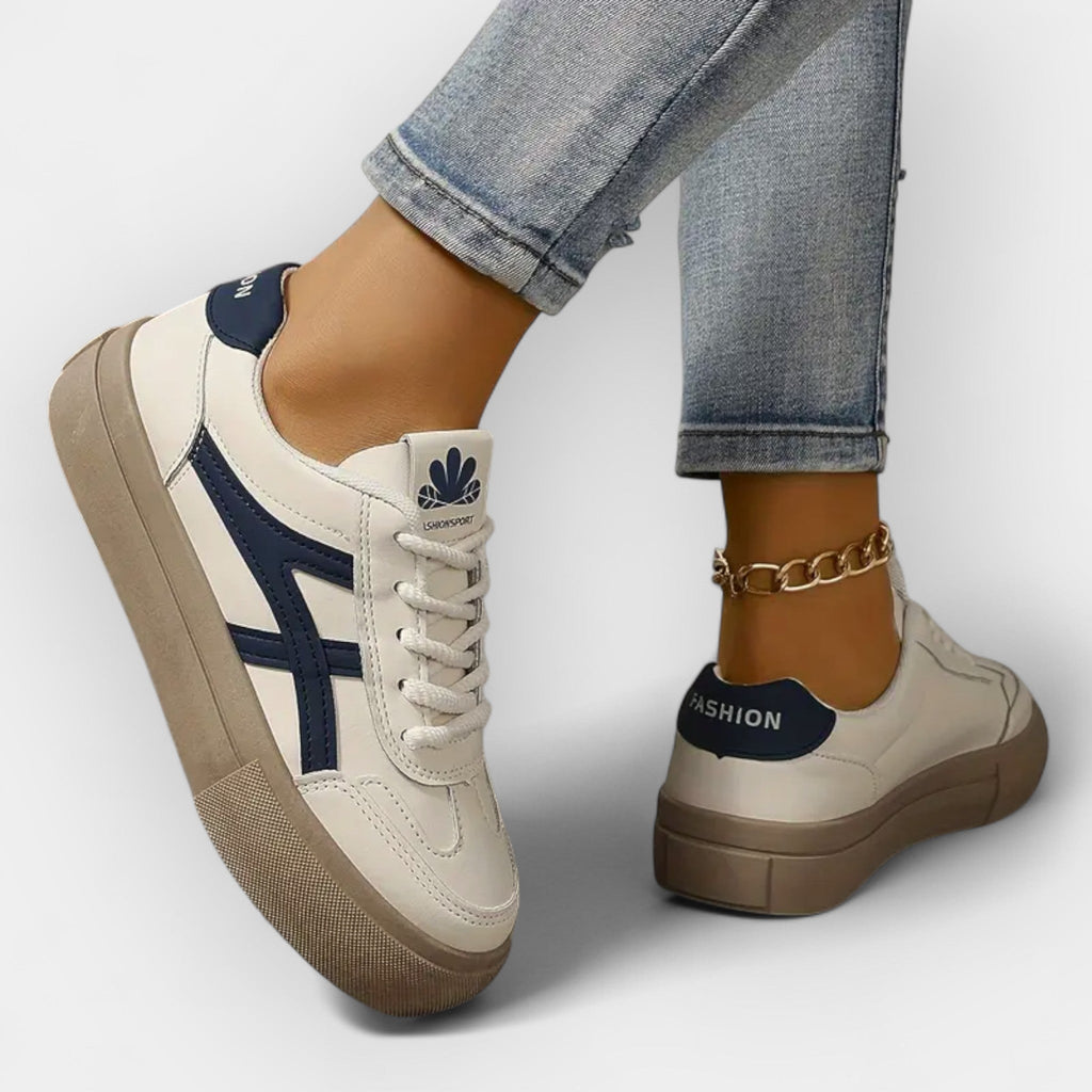 Retro Platform Sneakers With Breathable Lightweight Sole