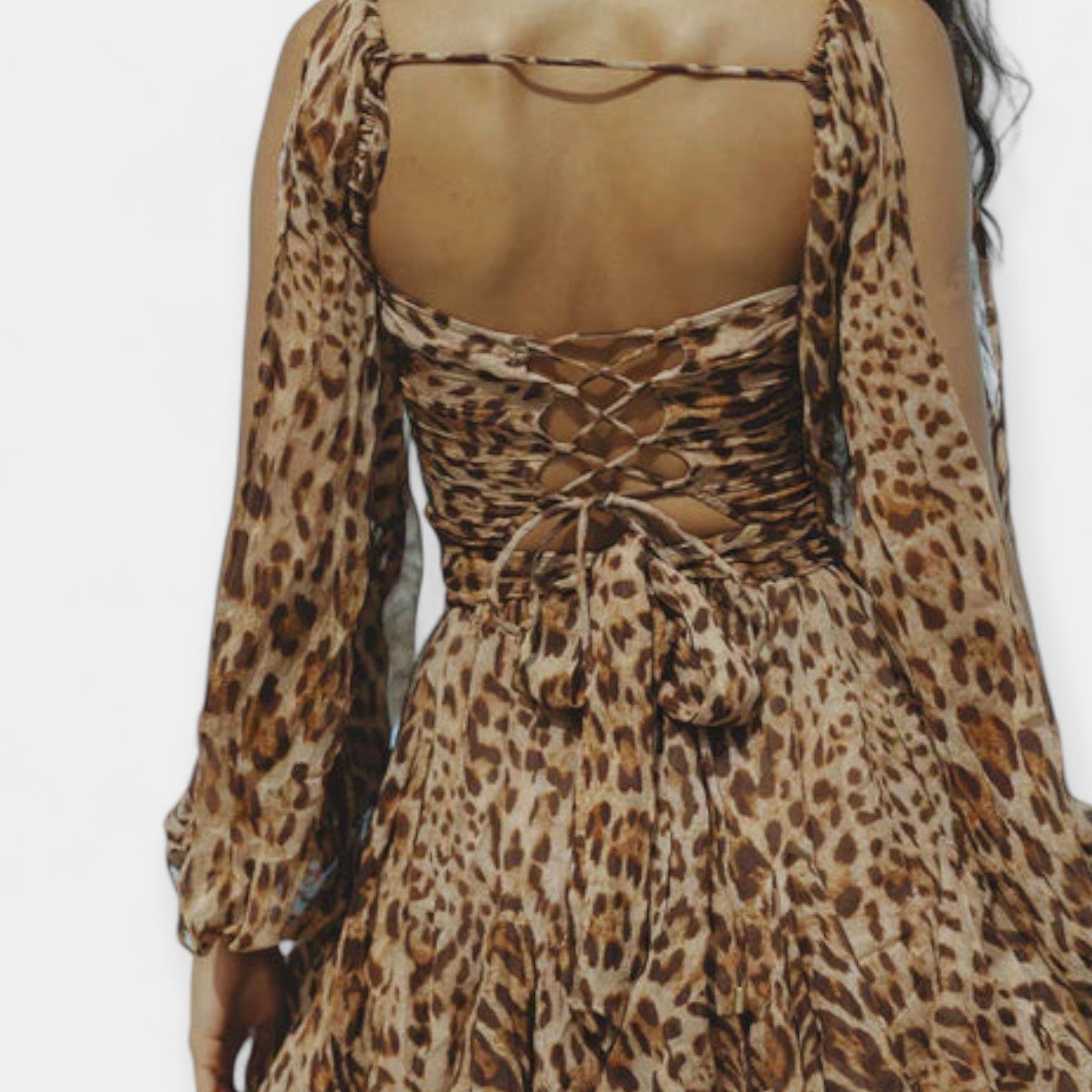 Romantic Short Sleeve Dress With V Neckline Balloon Sleeves