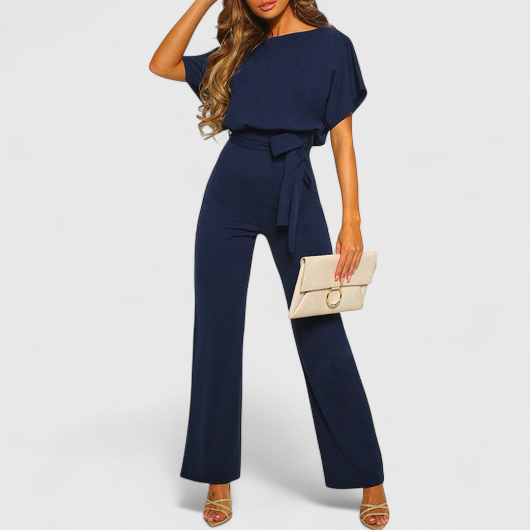 Evanthoula Dark Blue Jumpsuit for Women Simple Elegant