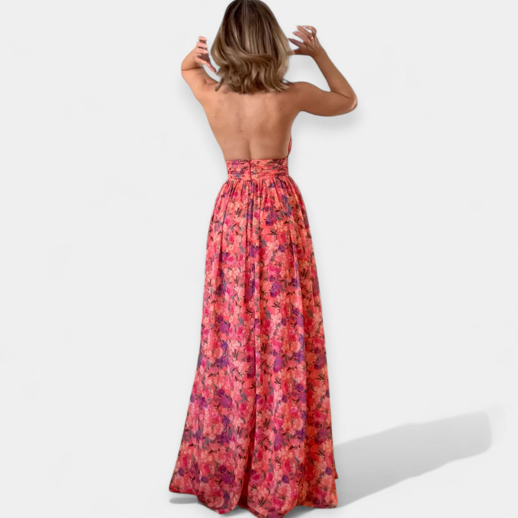 Airy Open-Back Maxi Dress Floral Print Summer Days Online