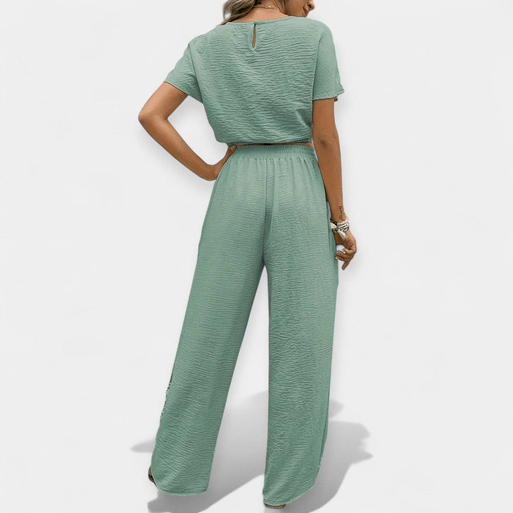 Stylish Loose Fit Set With Boho Top And Drawstring Trousers