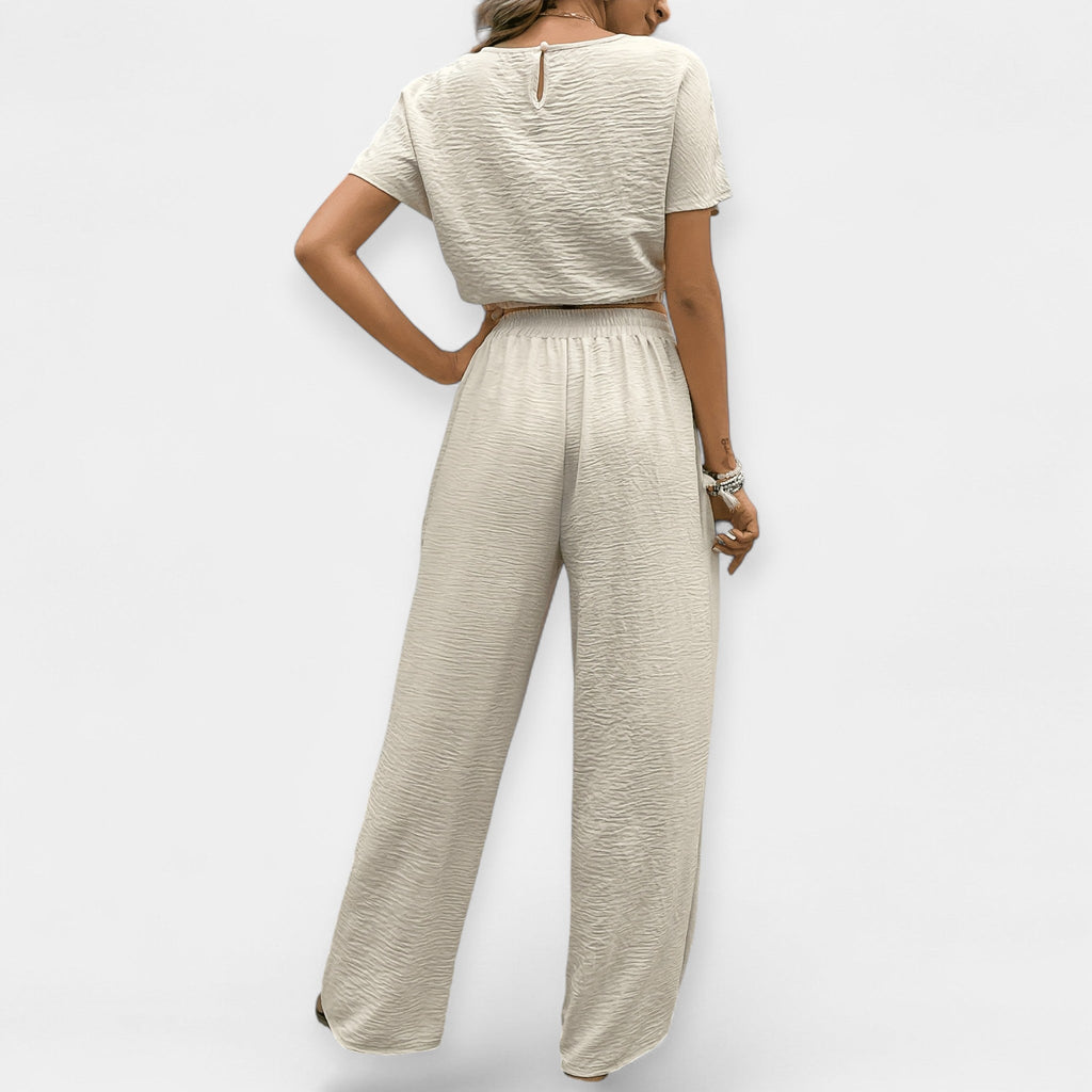 Stylish Loose Fit Set With Boho Top And Drawstring Trousers